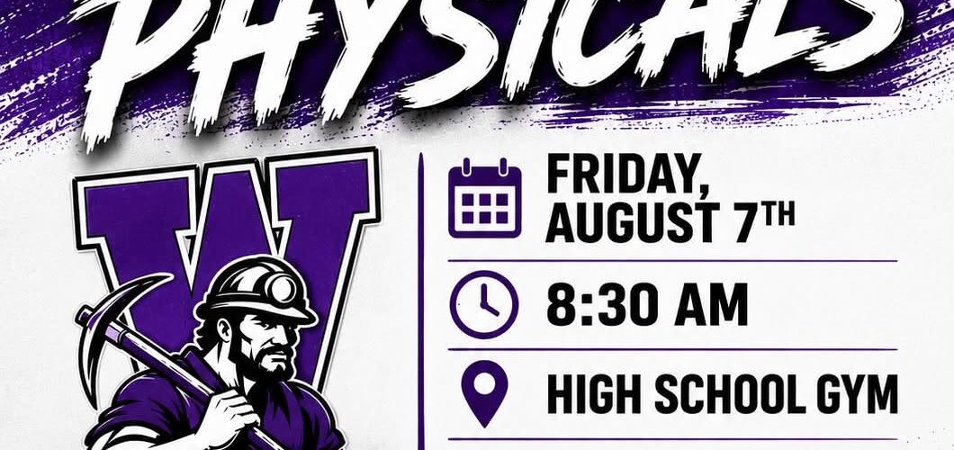 Free Physicals: August 7th starting at 8:30 am at High School Gymnasium (6th-12th Grade)